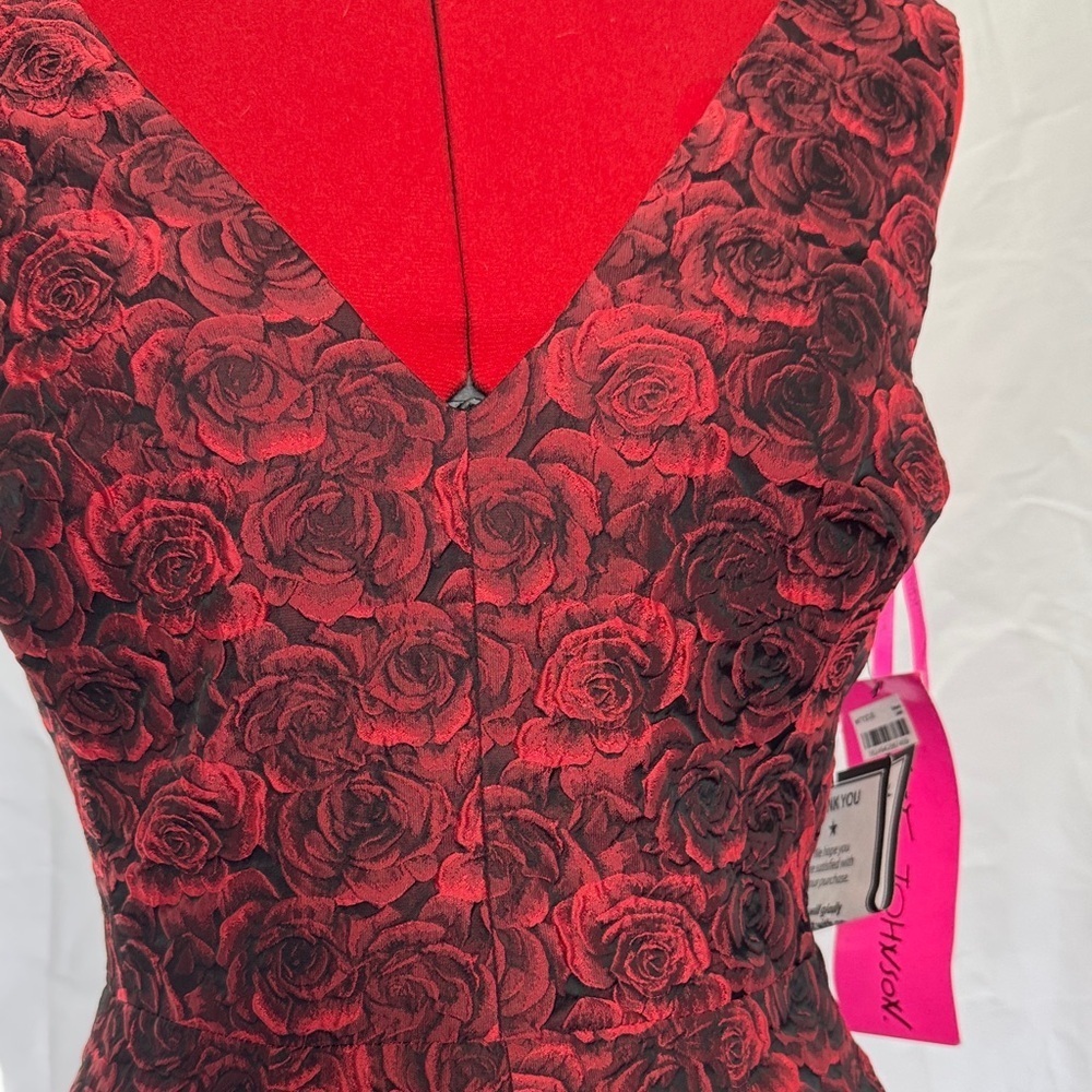 Betsey Johnson Black and Red Rose Mini Dress, A-line - Picture 2 of 11